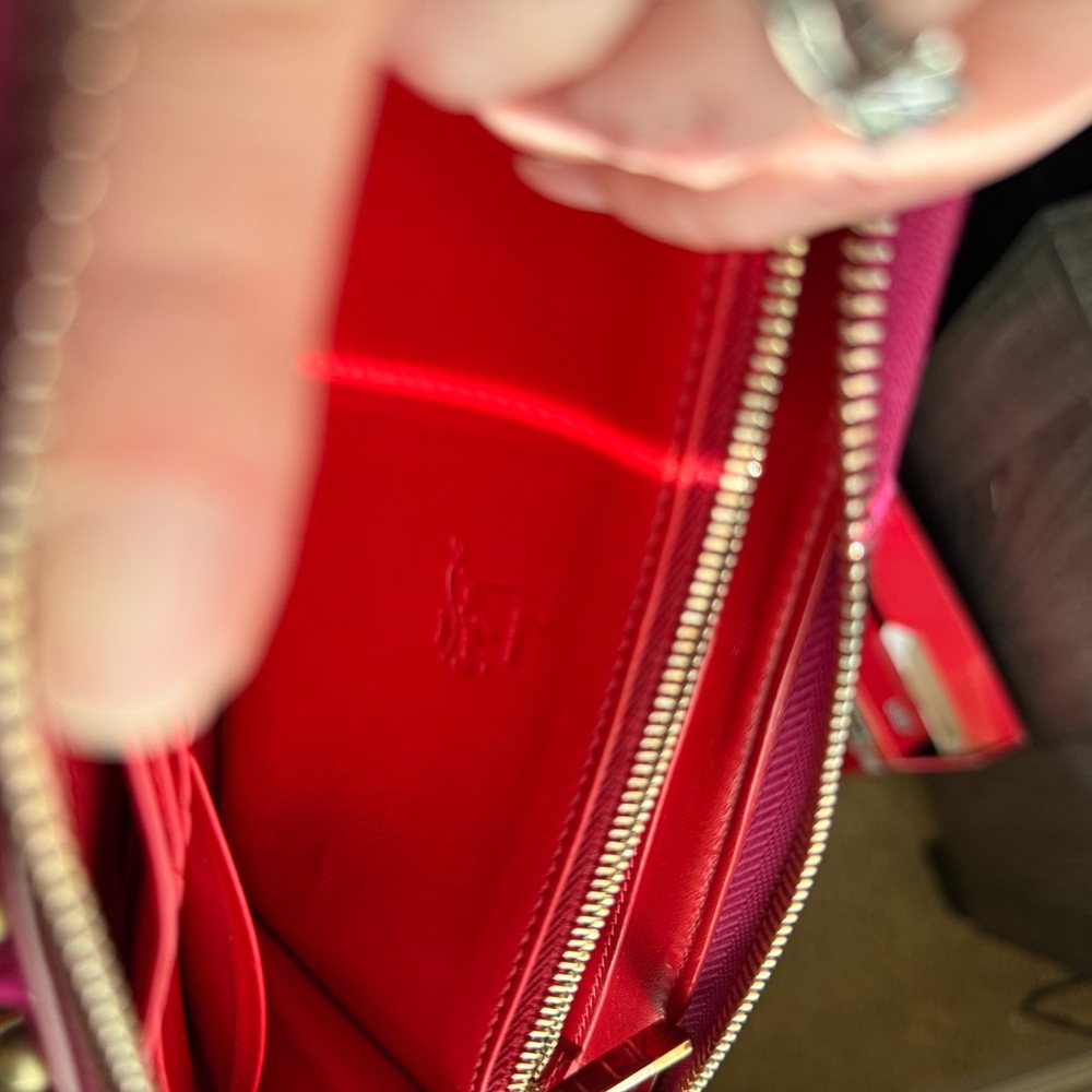 Christian Louboutin Vibrant Pink Clutch with Gold Accents - Picture 12 of 14